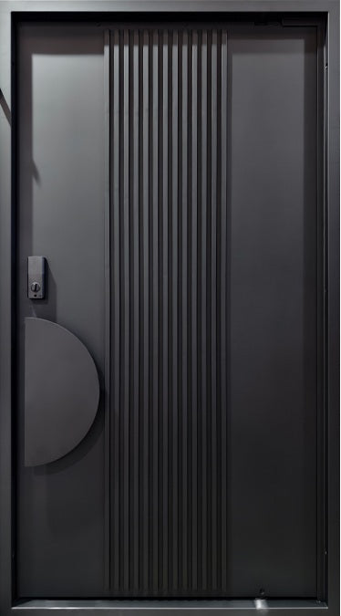 Contemporary Ridge Panel Pivot design Door Square Top Model # IWD 1097