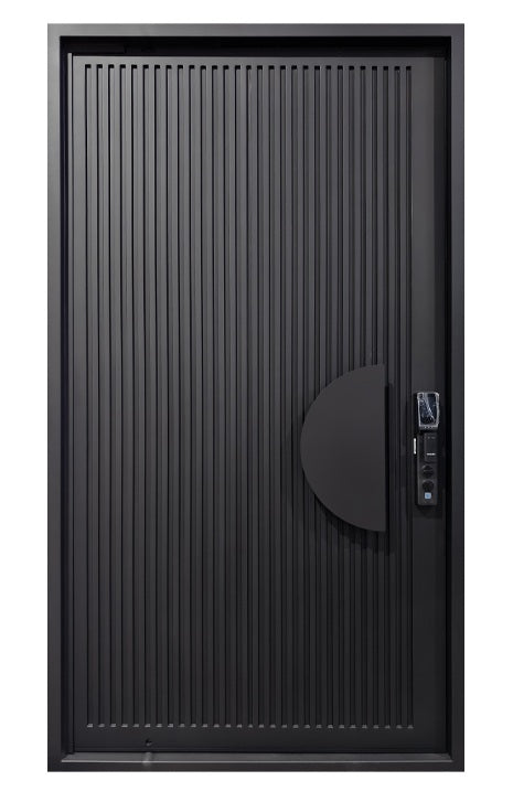 Vertical Groove Pivot design Door with Offset Crescent Handle Square Top Model # IWD 1101