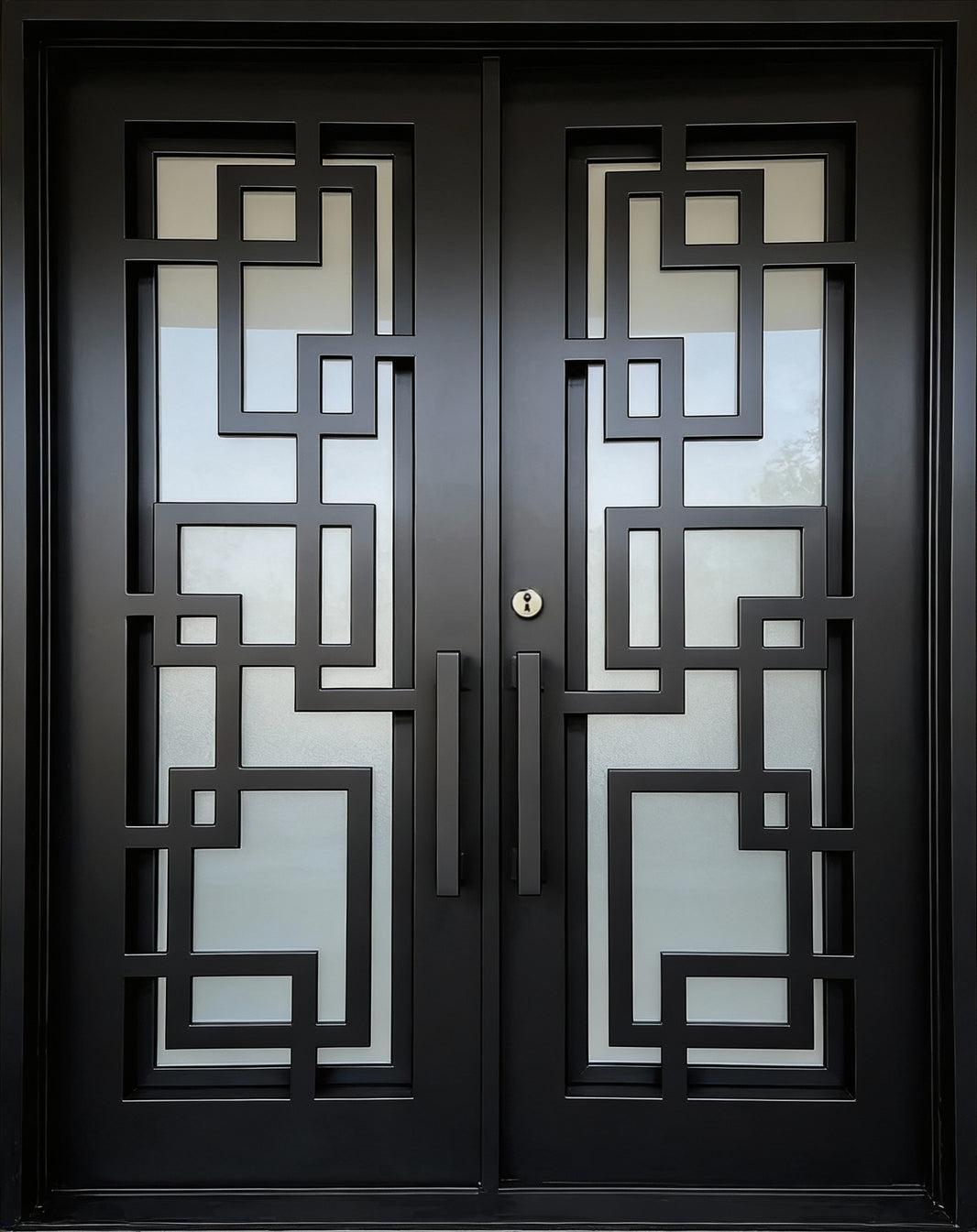 Wrought Iron Vatican Door with Square Top and Ornamental Kickplate – Model # IWD971