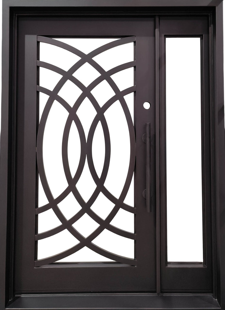 Laser-Cut Wrought Iron Door with Square Top and Decorative Kickplate – Model # IWD 983