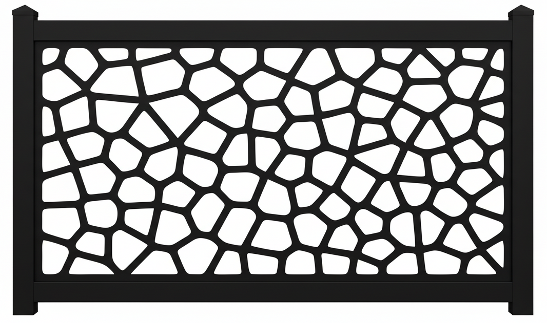 Organic Voronoi Pattern Plasma‑Cut Steel Fence Panel | Modern Decorative Metal Privacy Screen Model # LFP1001