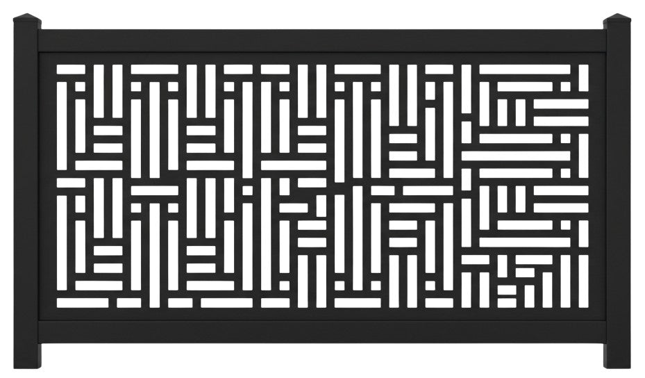 Modern Rectangular Grid Pattern Plasma‑Cut Steel Fence Panel | Contemporary Decorative Metal Privacy Screen Model # LFP1002