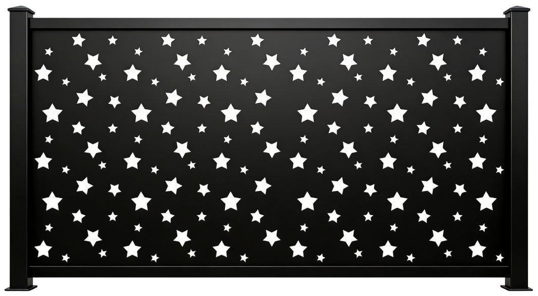 Star Pattern Plasma‑Cut Steel Fence Panel | Decorative Metal Privacy Screen Model # LFP1010