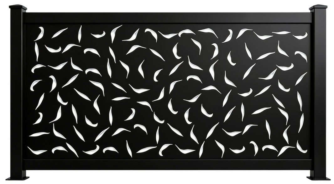 Scattered Leaf Pattern Plasma‑Cut Steel Fence Panel | Nature‑Inspired Decorative Metal Privacy Screen Model # LFP1012