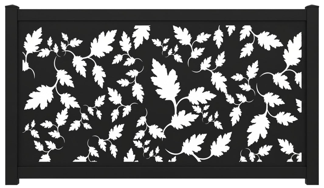 Symmetrical Leaf Pattern Plasma‑Cut Steel Fence Panel | Nature‑Inspired Decorative Metal Privacy Screen Model # LFP1015
