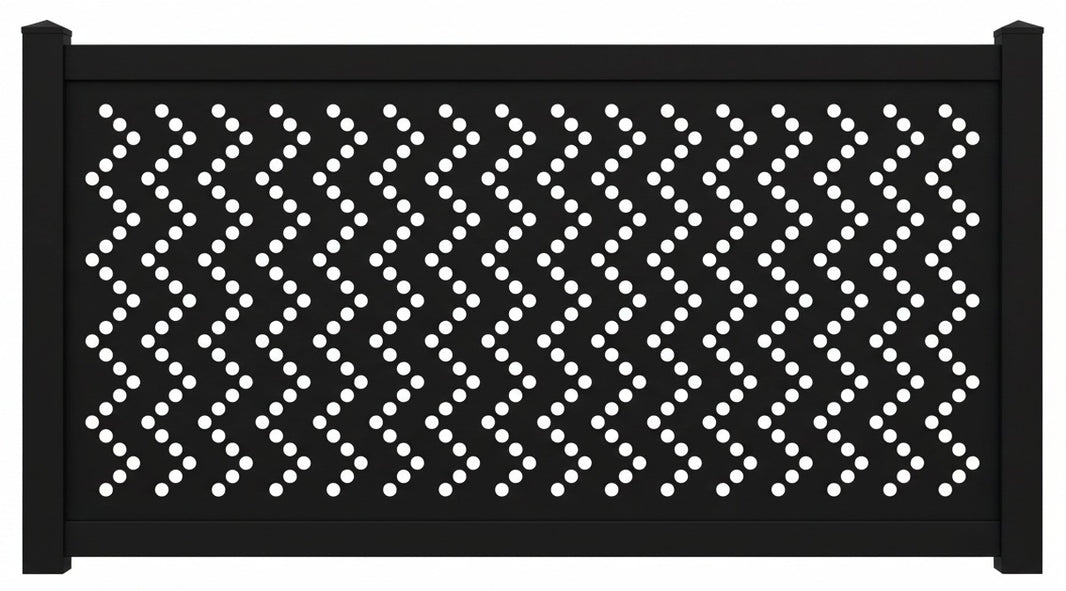 Zigzag Circle Perforated Plasma‑Cut Steel Fence Panel | Modern Decorative Metal Privacy Screen Screen Model # LFP1018
