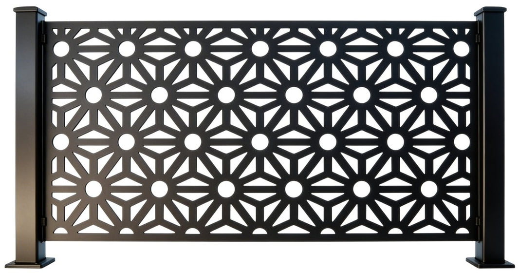 Geometric Circle‑and‑Triangle Pattern Steel Fence Panel | Contemporary Decorative Metal Privacy Screen Model # LFP1024