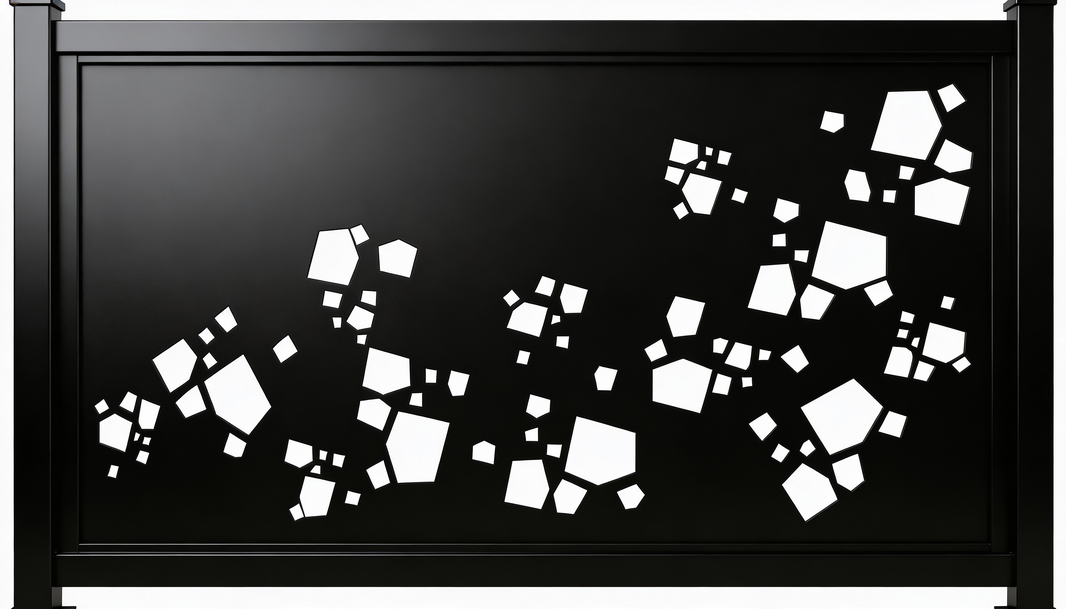 Modern Geometric Polygon Plasma‑Cut Steel Fence Panel | Contemporary Metal Privacy Screen Model # LFP946