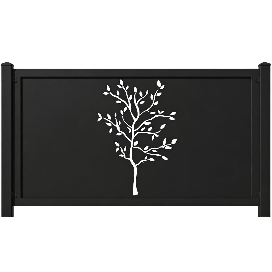 Elegant Tree Silhouette Plasma‑Cut Steel Fence Panel | Decorative Metal Privacy Screen Model # LFP948