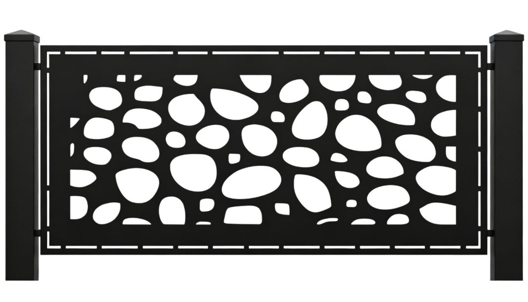 Abstract Pebble Pattern Plasma‑Cut Steel Fence Panel | Modern Decorative Metal Privacy Screen Model # LFP950
