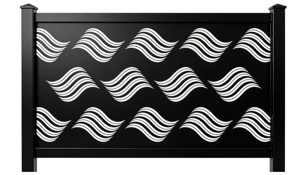Wave Line Pattern Plasma‑Cut Steel Fence Panel | Modern Decorative Metal Privacy Screen Model # LFP959