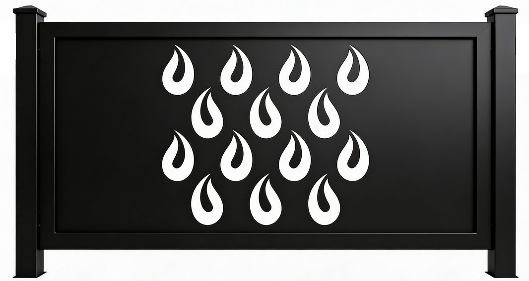 Flame Motif Pattern Plasma‑Cut Steel Fence Panel | Modern Decorative Metal Privacy Screen Model # LFP969