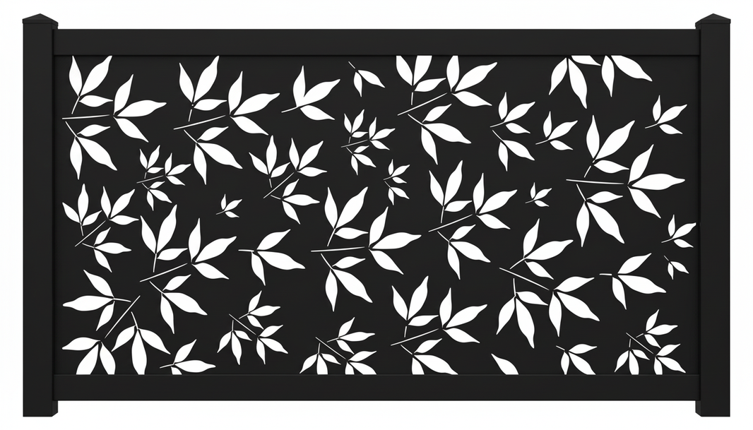 Leaf Pattern Plasma‑Cut Steel Fence Panel | Decorative Botanical Metal Privacy Screen Model # LFP971