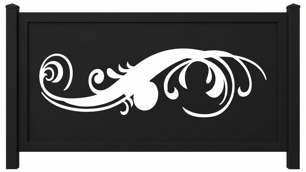 Ornamental Flourish Plasma‑Cut Steel Fence Panel | Elegant Decorative Metal Privacy Screen Model # LFP975