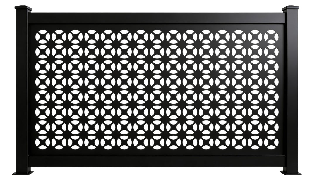 Geometric Oval Circle Plasma‑Cut Steel Fence Panel | Modern Decorative Metal Privacy Screen Model # LFP983