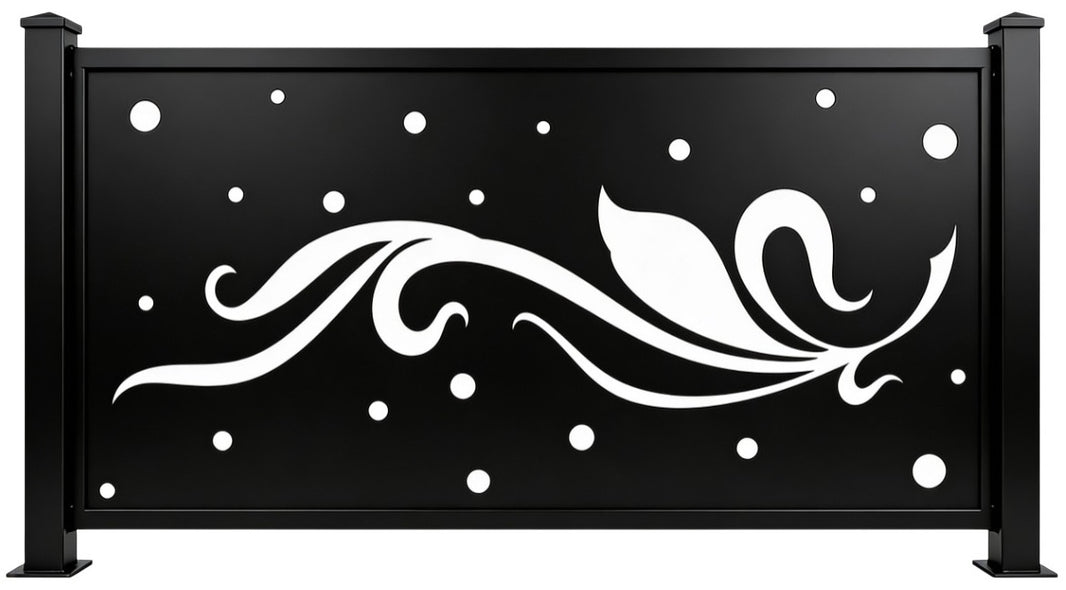 Floral Swirl Pattern Plasma‑Cut Steel Fence Panel | Artistic Decorative Metal Privacy Screen Model # LFP997
