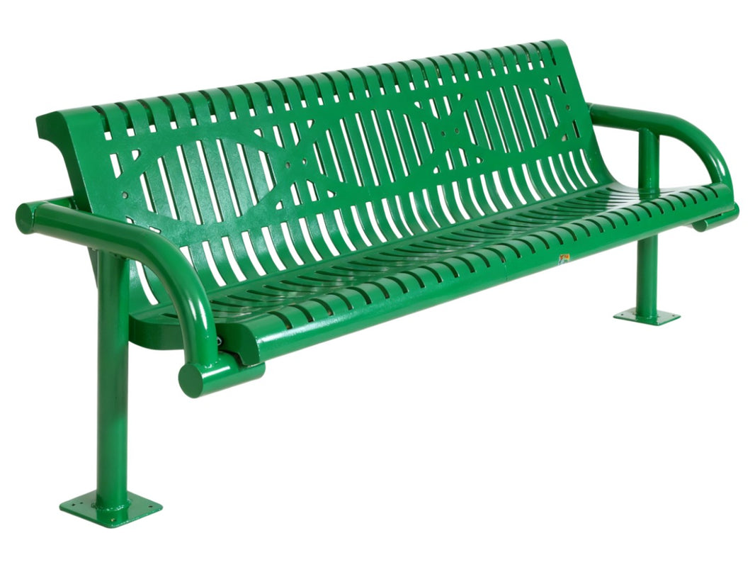 Cantilevered Park Steel Bench with wav pattern | Model # MB194