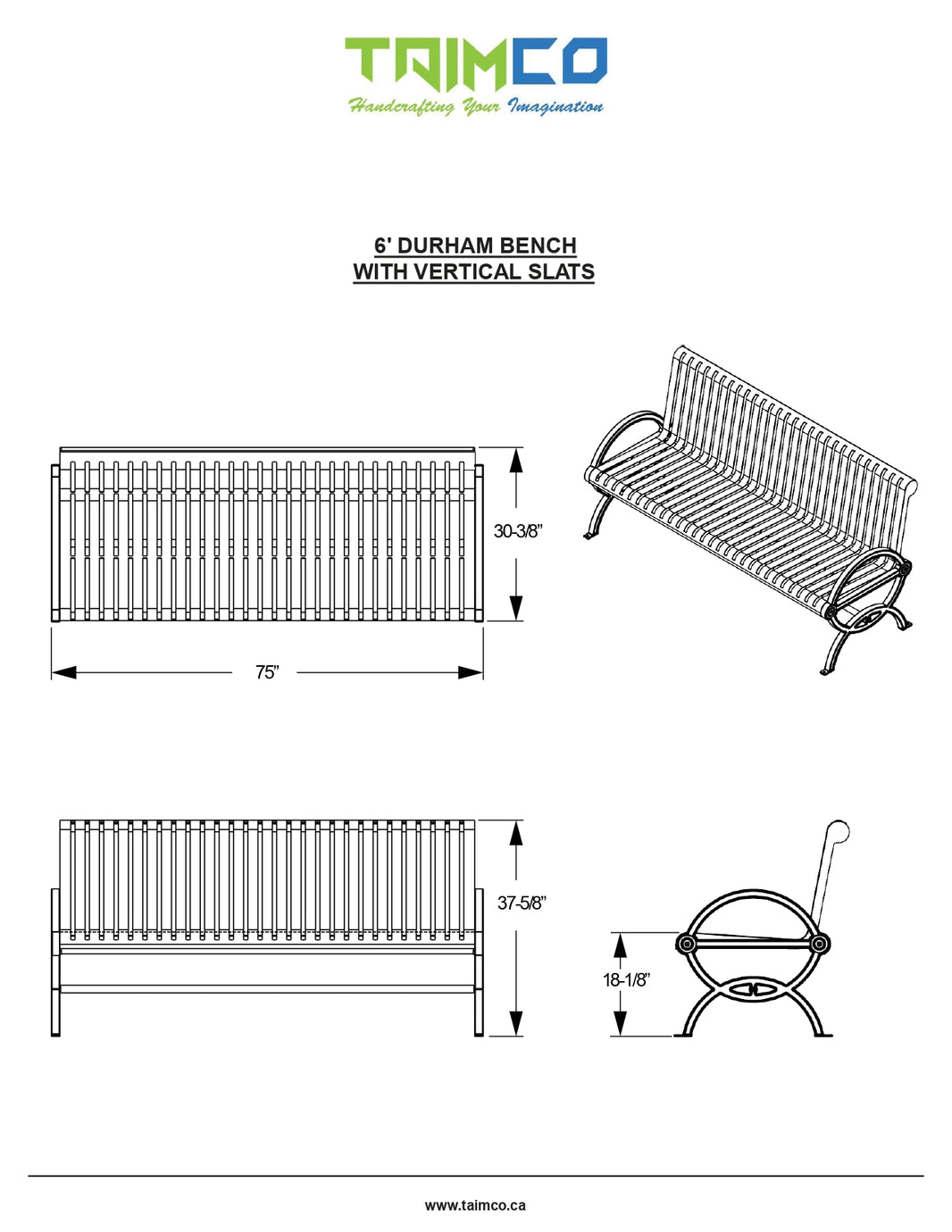 Durham metal Bench Aluminum Frame Cast & Steel Slat Seating | Model MB220