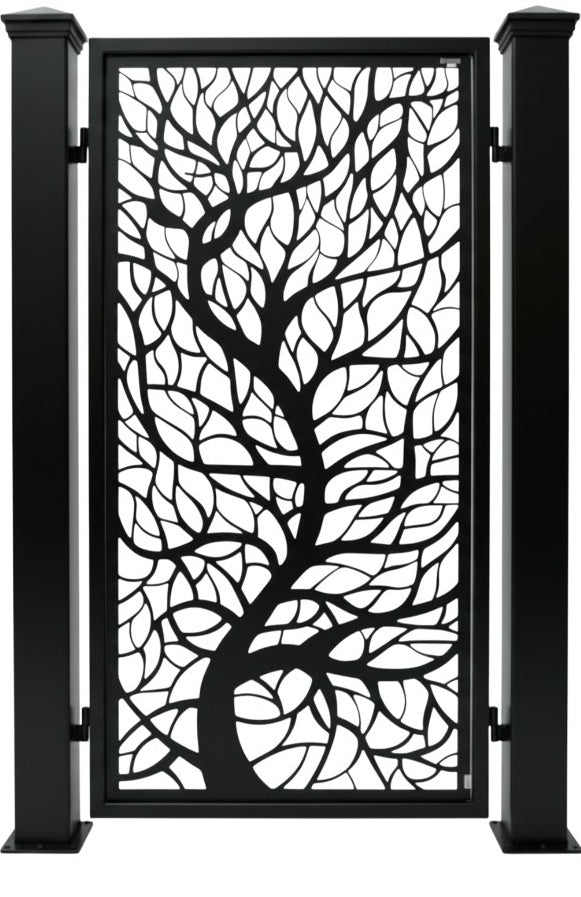 Treeveil Passage – Stylized tree man door with abstract leaf geometry and flowing branch silhouette Model # MG233