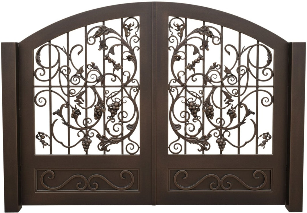 Vinecrest Elite – Ornate wrought iron man door with grapevine scrollwork and embossed lower panel Model # MG330