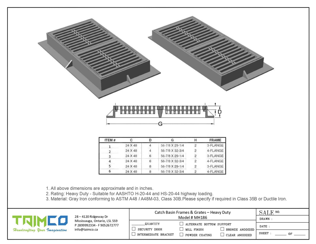 Catch Basin Manhole Cover and Frame Gray Iron Model # MH186