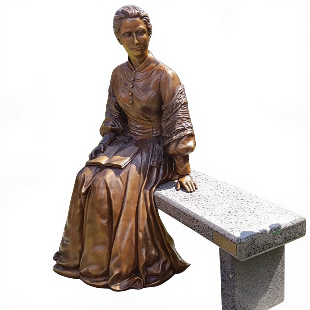 Bronze seated figure statue symbolizing compassion and historical significance