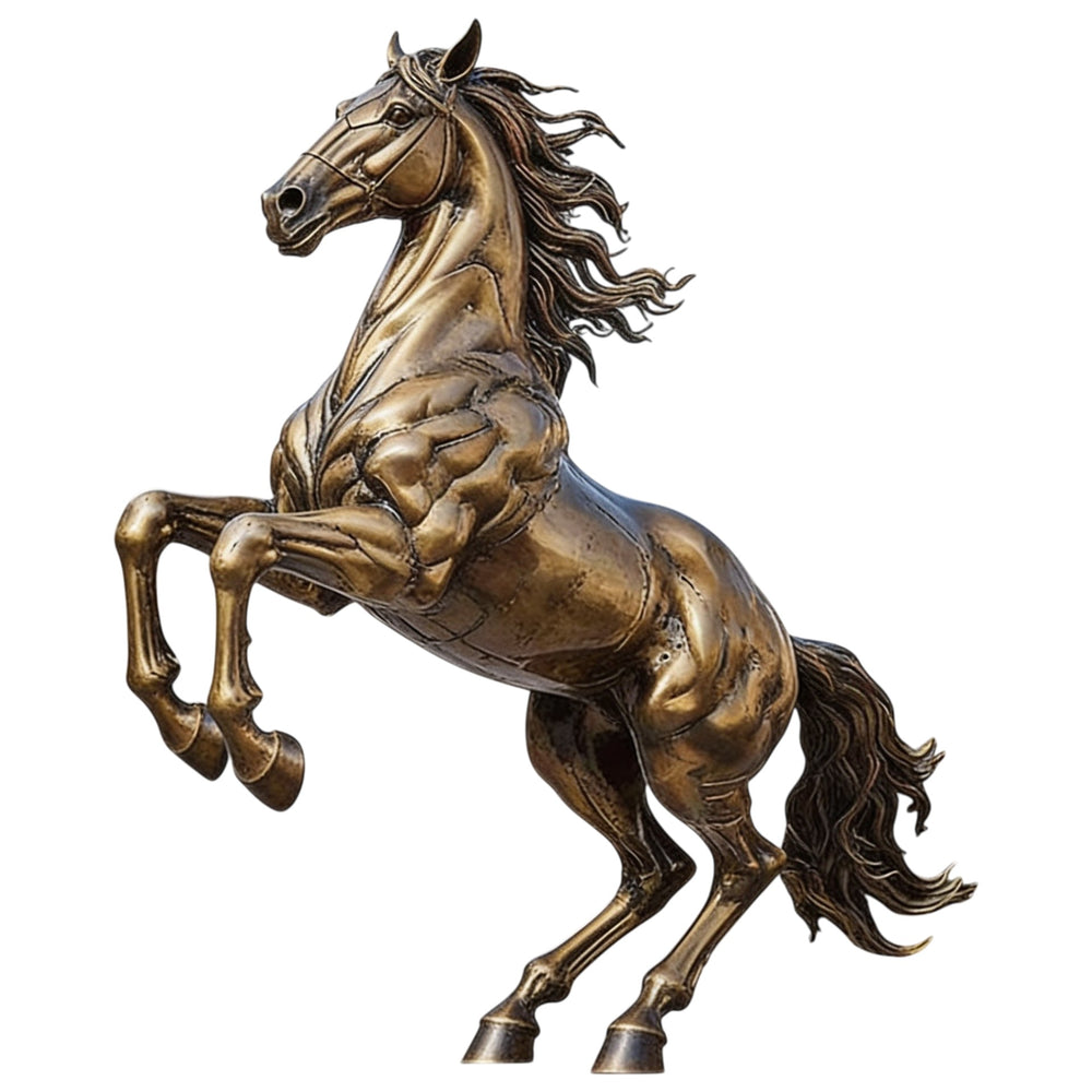 Bronze horse statue on a white background