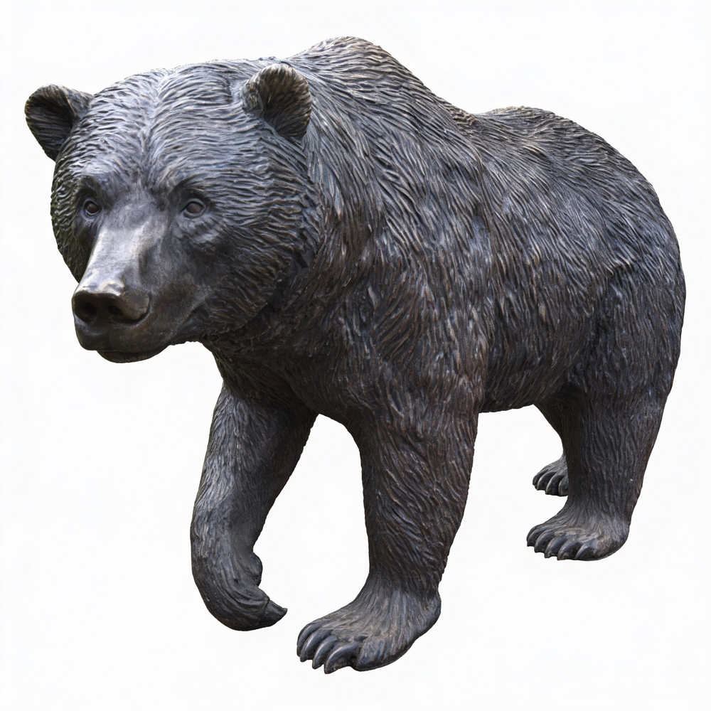 Statue of a bear on a white background