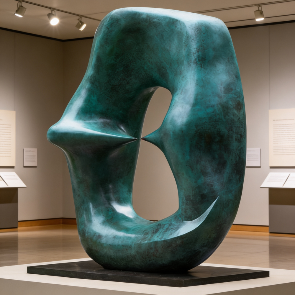 Large abstract sculpture in a museum setting