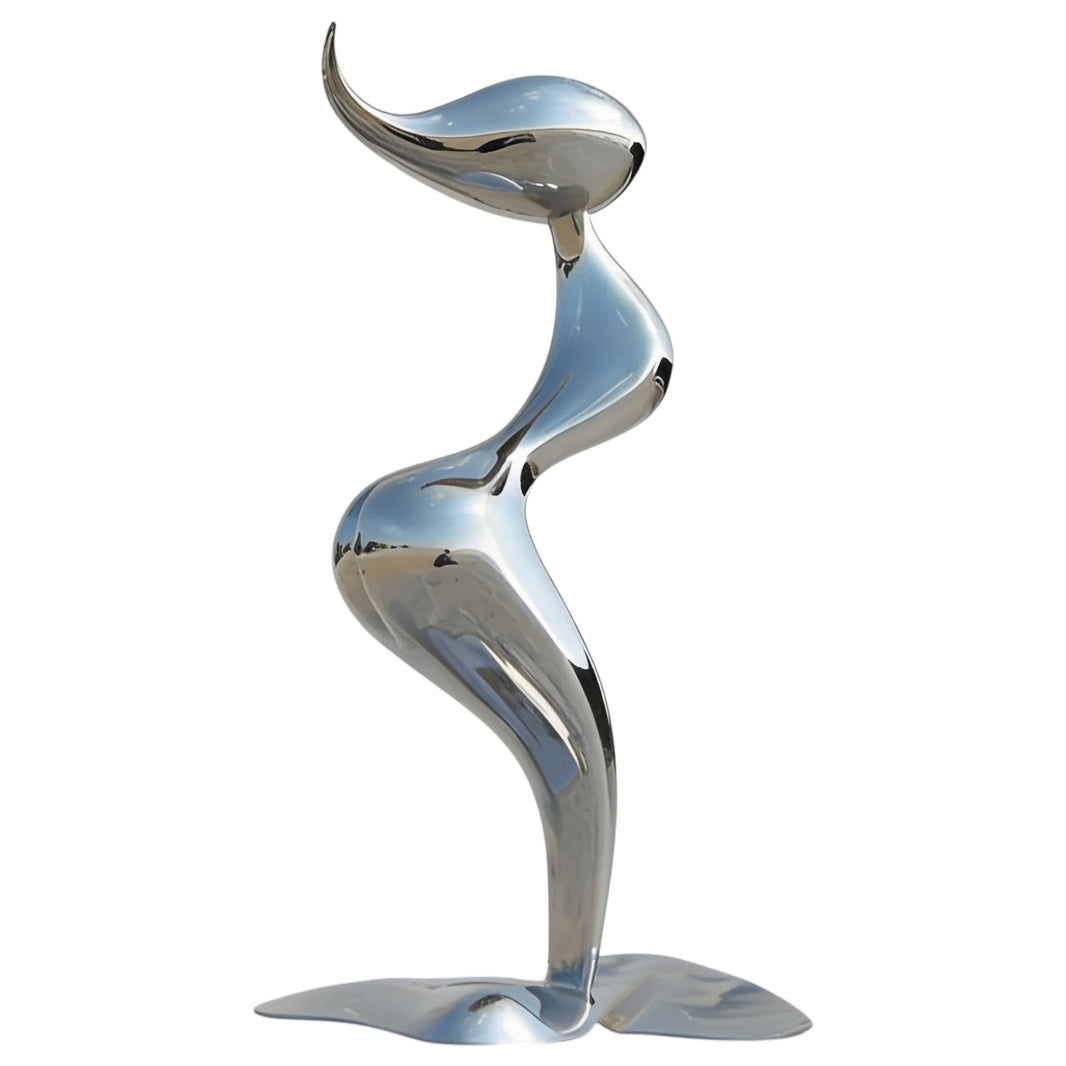 Waves of Grace Sculpture - Polished Stainless Steel Abstract Wave‑Form Sculpture for Outdoor Poolside Display – TAIMCO Model # MSC1307