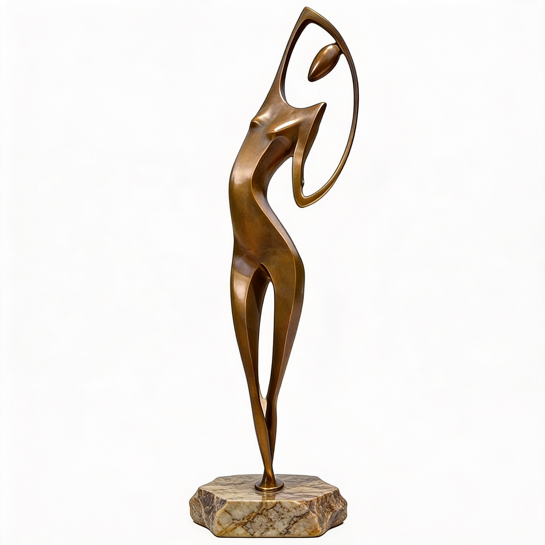 Abstract Bronze Human Figure Sculpture on Marble Base – TAIMCO Model # MSC1317