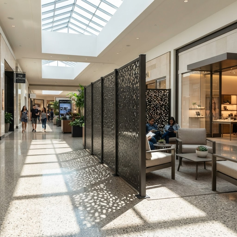 Modern decorative privacy screen with organic stone inspired design