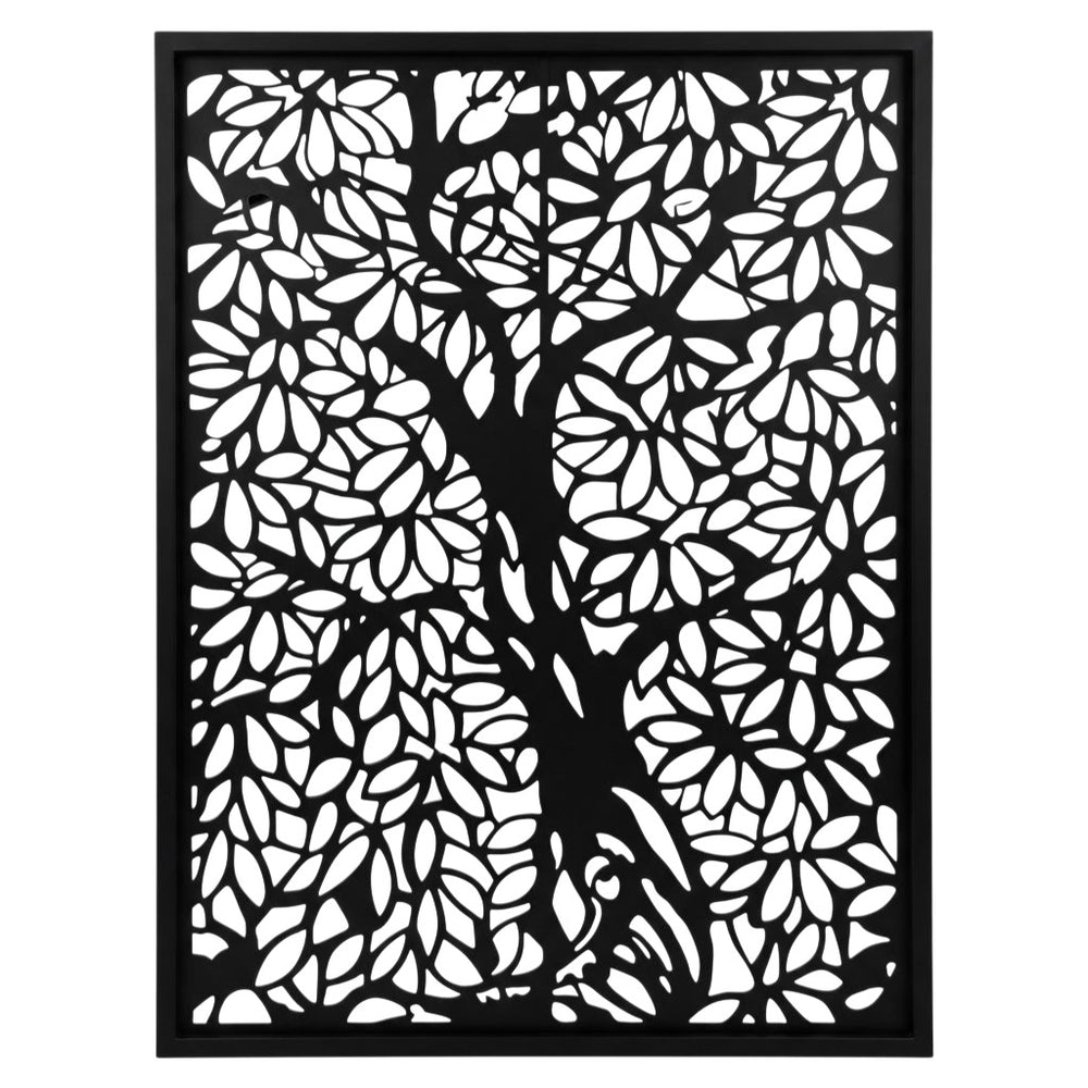 Decorative tree design metal privacy screen manufactured from Canadian steel