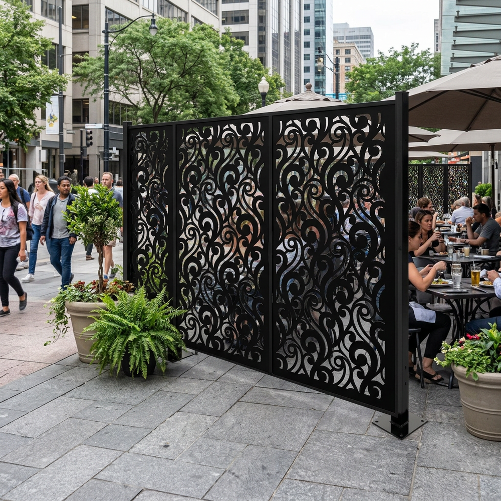 Luxury decorative steel privacy panel for patios and landscape projects