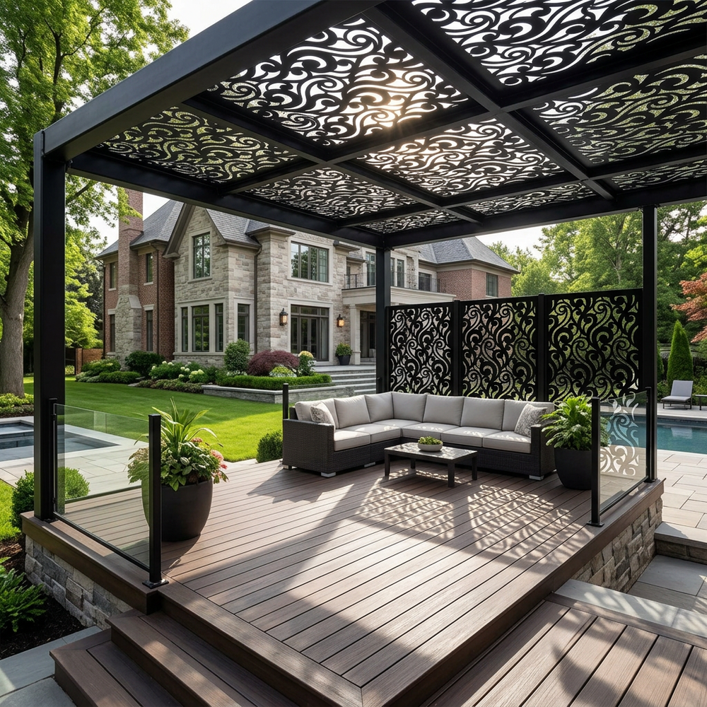 Luxury decorative steel privacy panel for patios and landscape projects