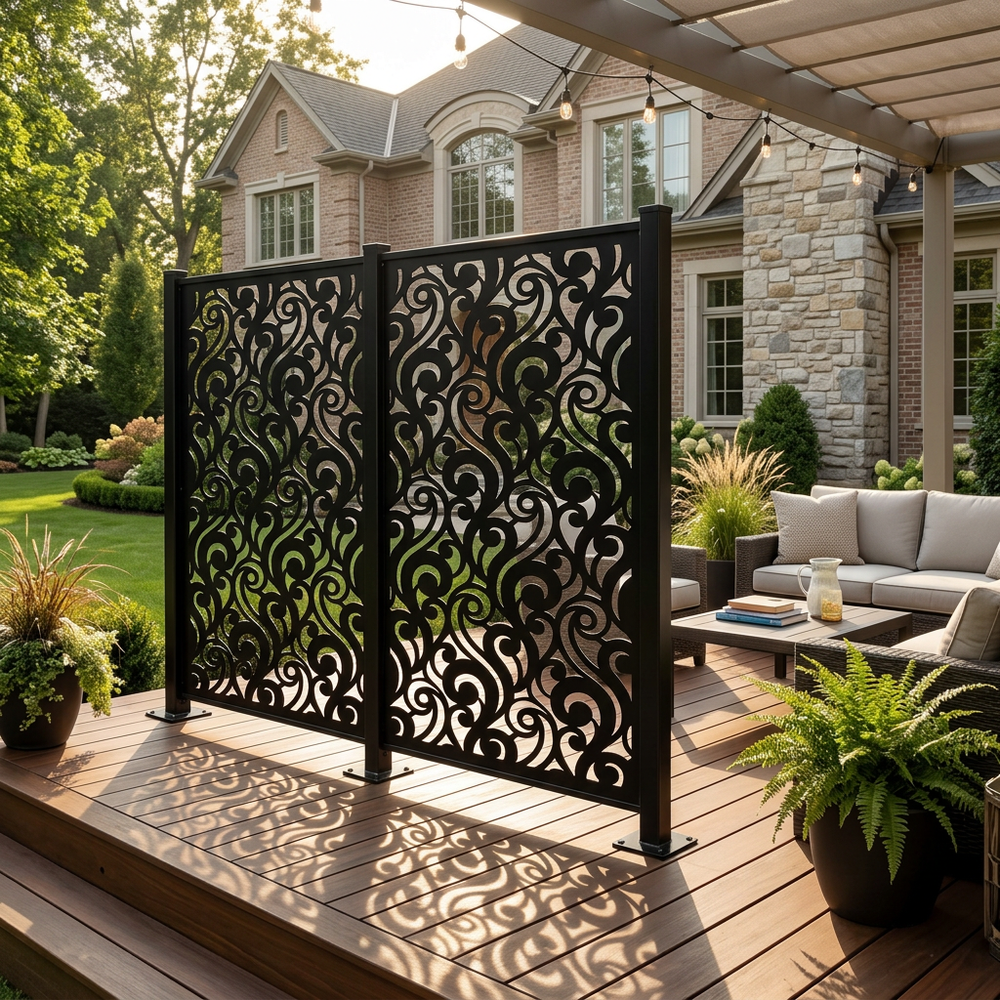 Canadian made laser cut metal privacy screen for residential applications