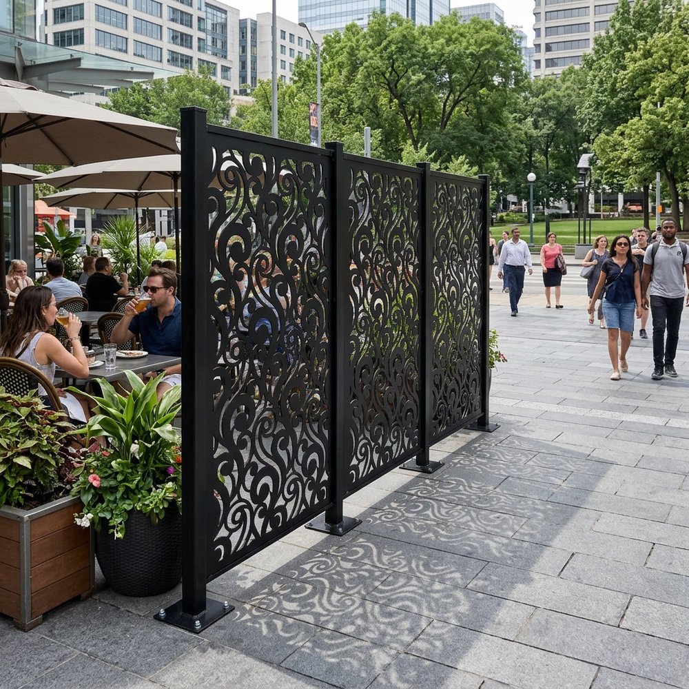 Architectural ornamental privacy screen for commercial and luxury properties