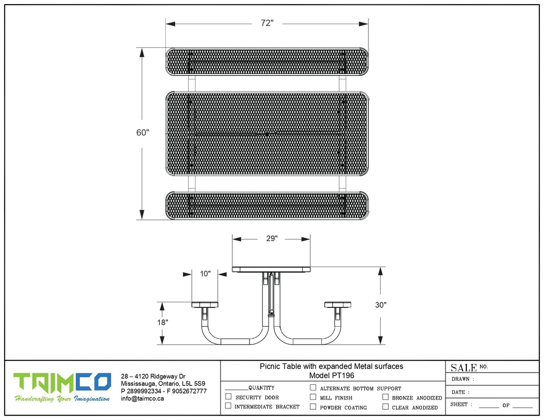 Picnic Table with expanded Metal surfaces  | Model PT196