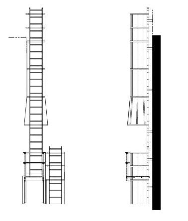 Fixed Aluminum Ladder Cage and Rest Platform and  Side Exit Model SL1497