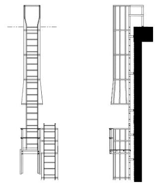 Fixed Aluminum Ladder Cage and Rest Platform With Roof Return Model SL1498