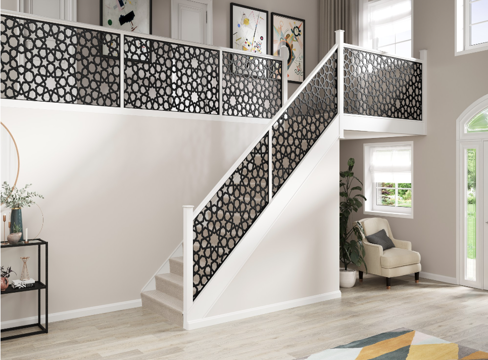 Plasma Cut Metal Stair Railing Panel - Hand Railing | Decorative Modern Railing | Made In Canada | Model # SRP1115