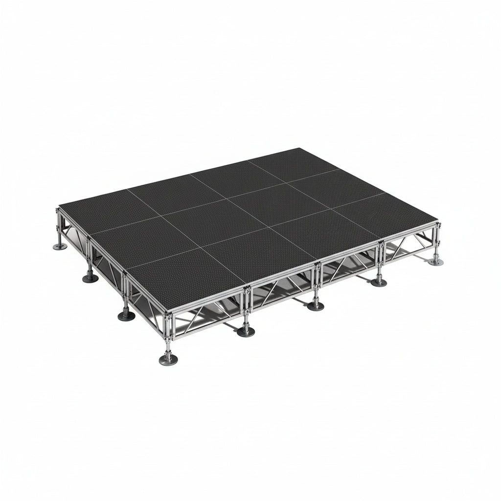 Outdoor Stage System 12' x 16' Adjustable Height 24"-48" Industrial Finish - Model STAOD1216