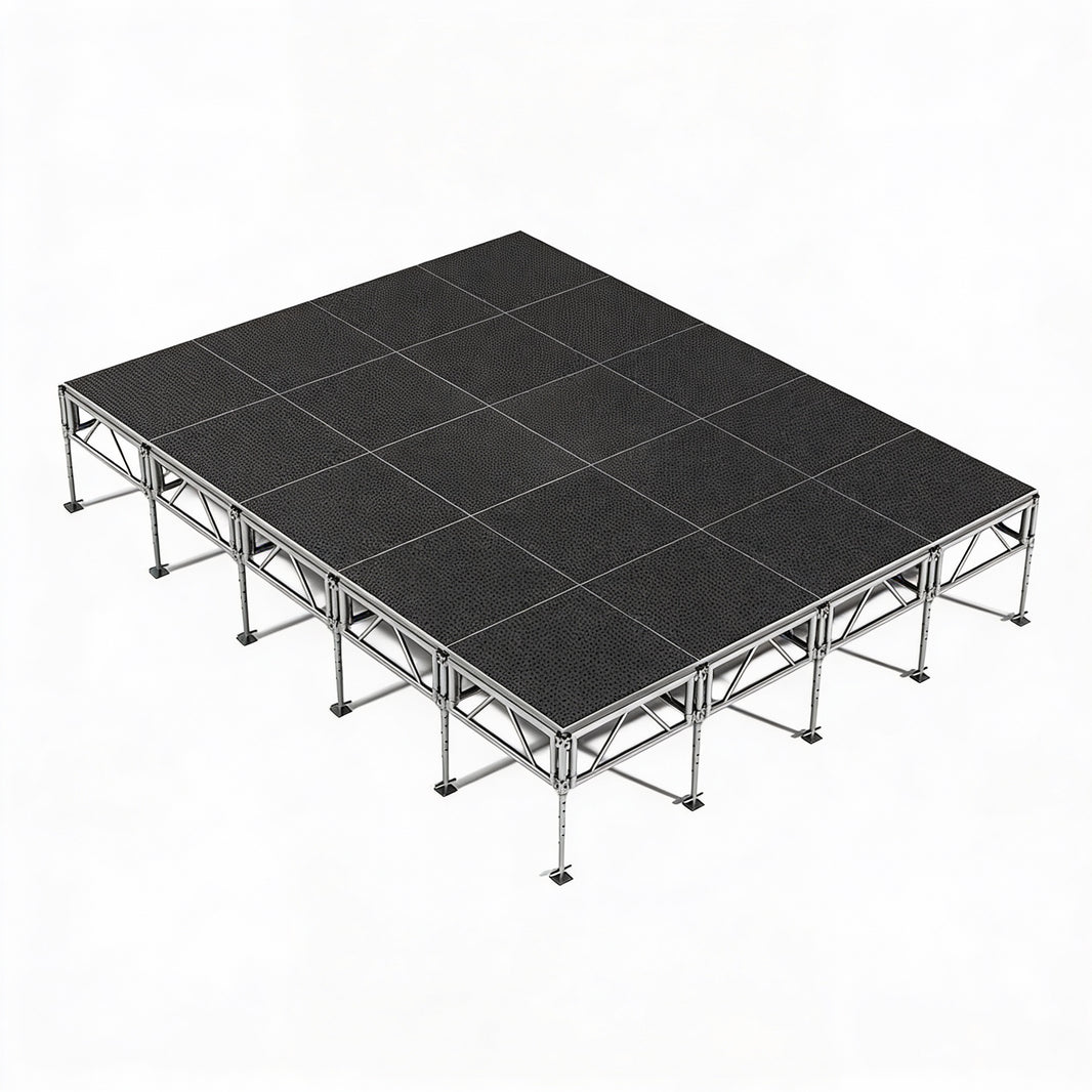 Outdoor Stage System 16' x 20' Adjustable Height 24"- 48" Industrial Finish - Model STAOD1620