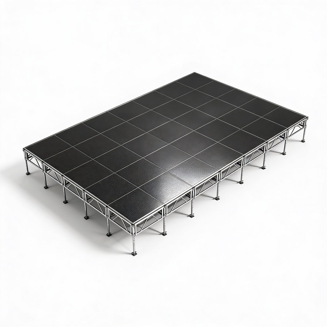 Outdoor Stage System 20' x 28' Adjustable Height 24"- 48" Industrial Finish - Model STAOD2028