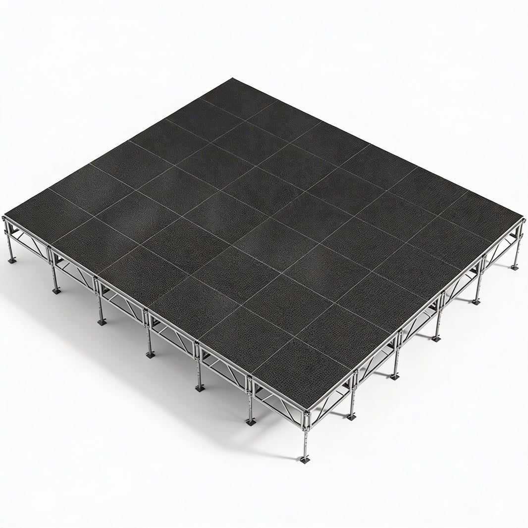Outdoor Stage System 24' x 24' Adjustable Height 24"- 48" Industrial Finish - Model STAOD2424