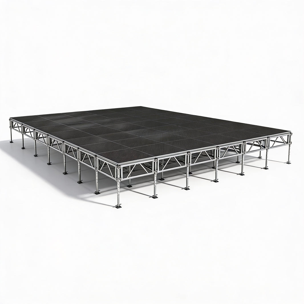 Outdoor Stage System 24' x 28' Adjustable Height 24"- 48" Industrial Finish - Model STAOD2428
