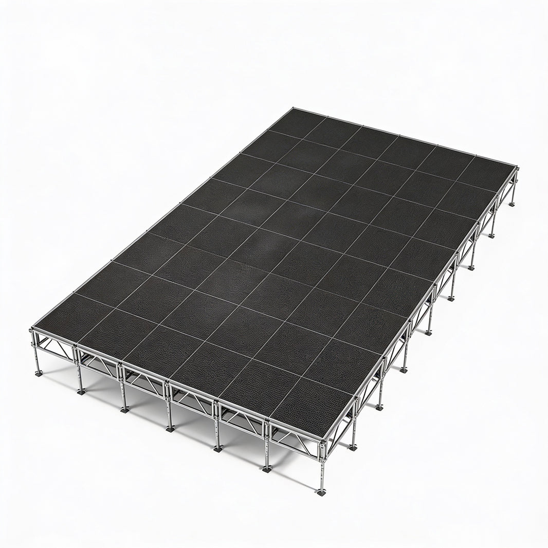 Outdoor Stage System 24' x 32' Adjustable Height 24"- 48" Industrial Finish - Model STAOD2432