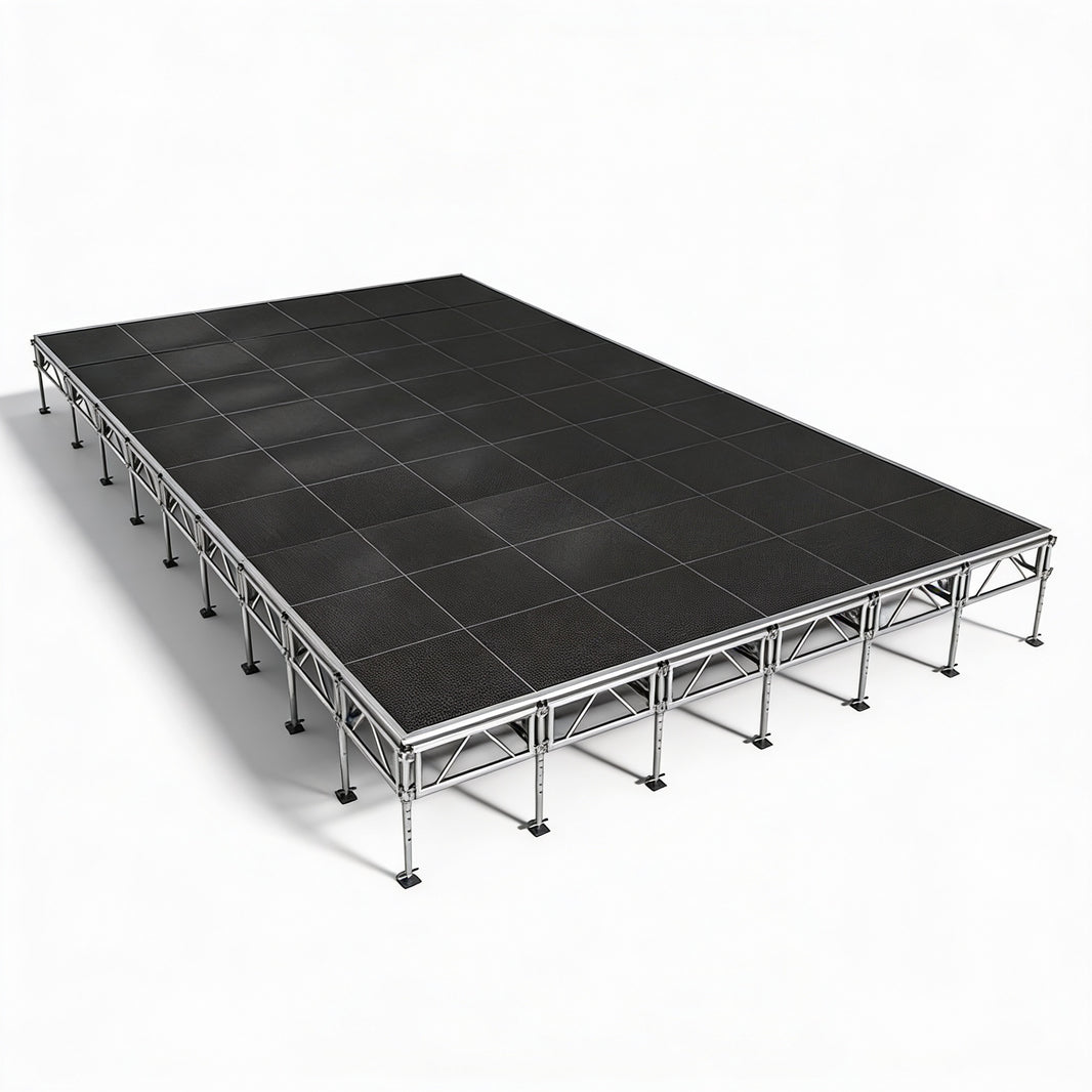 Outdoor Stage System 24' x 36' Adjustable Height 24"- 48" Industrial Finish - Model STAOD2436