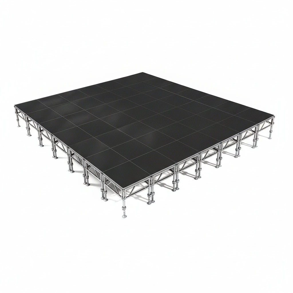Outdoor Stage System 28' x 28' Adjustable Height 24"- 48" Industrial Finish - Model STAOD2828