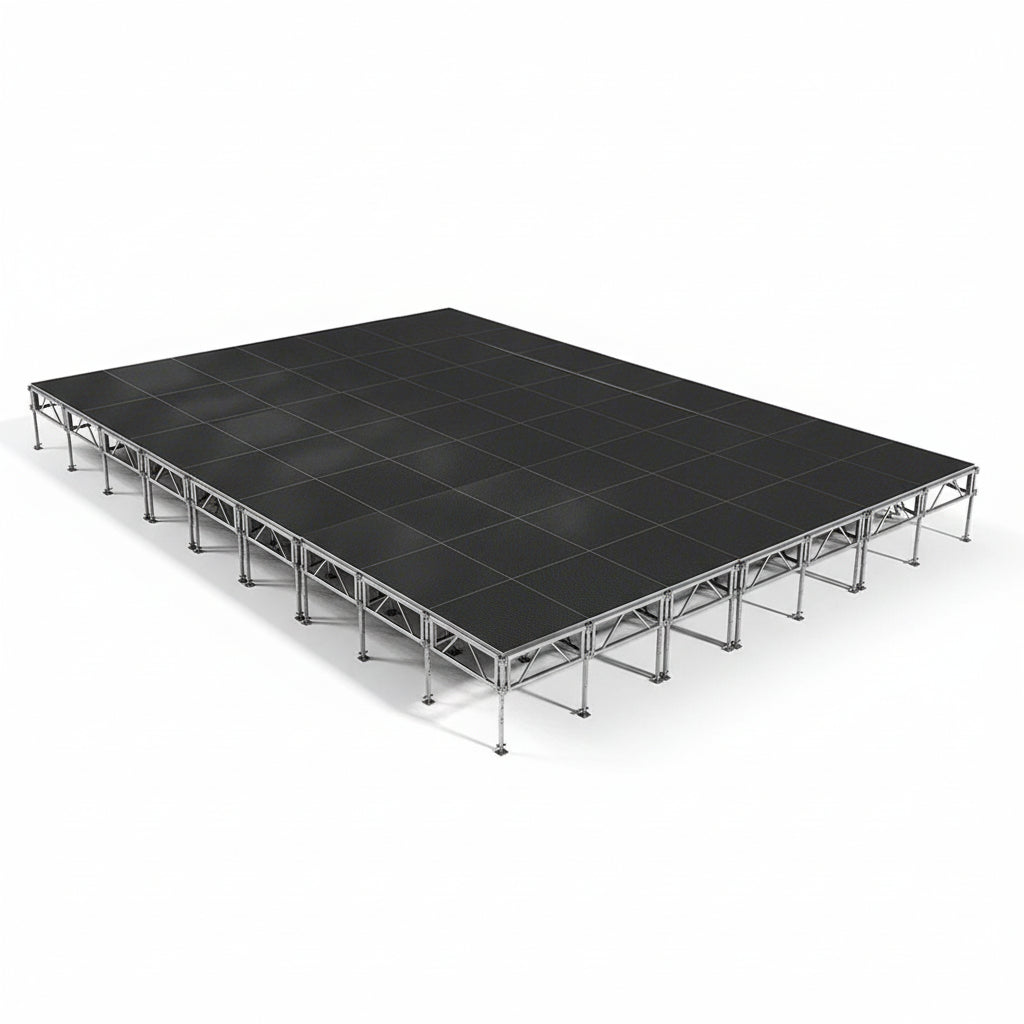 Outdoor Stage System 28' x 33' Adjustable Height 24"- 48" Industrial Finish - Model STAOD2832